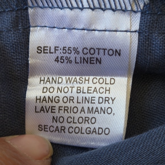 Hidden Alley Embroidered Blouse Sz S Blue‎ Ballon Sleeve Linen Blend Boho Top - Picture 11 of 16